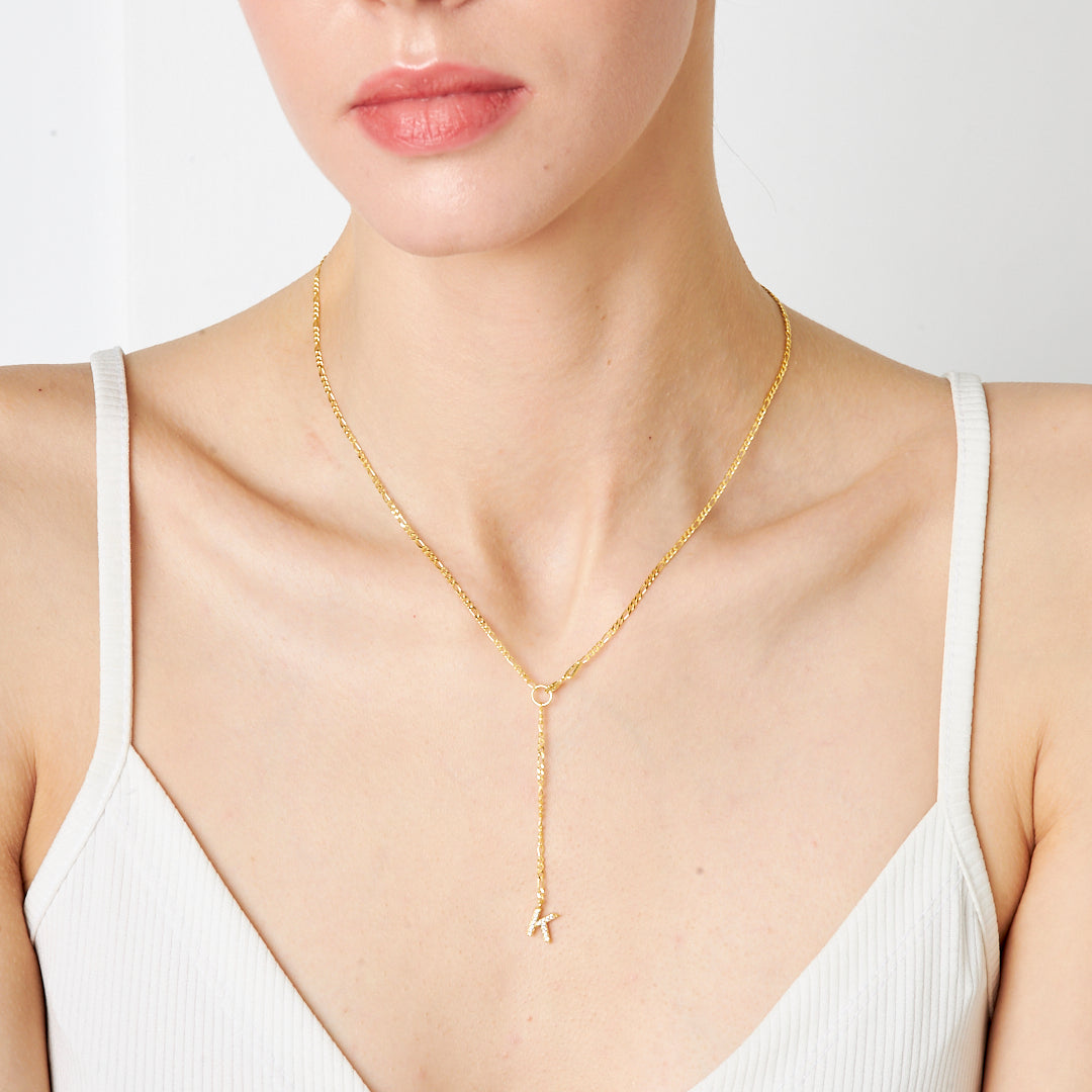 Y Şekilli Taşlı Harf Kolye - 925 GÜMÜŞ