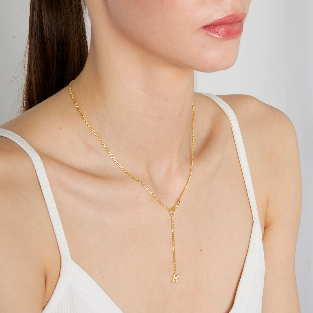 Y Şekilli Taşlı Harf Kolye - 925 GÜMÜŞ