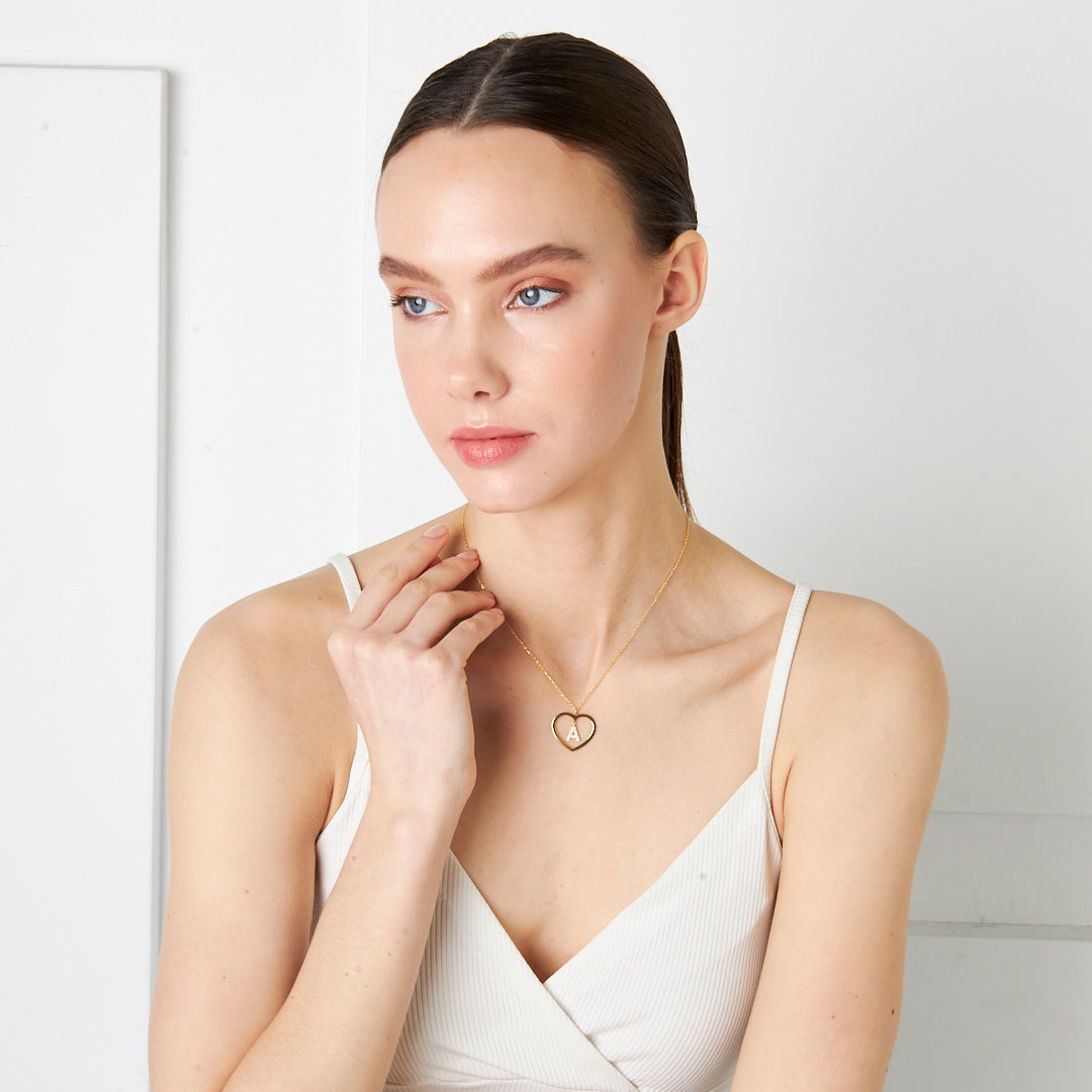 İnce Kalpli Harfli Kolye - 925 GÜMÜŞ