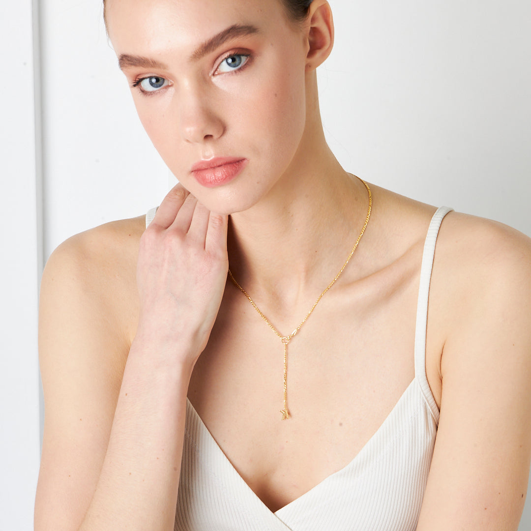 Y Şekilli Taşlı Harf Kolye - 925 GÜMÜŞ