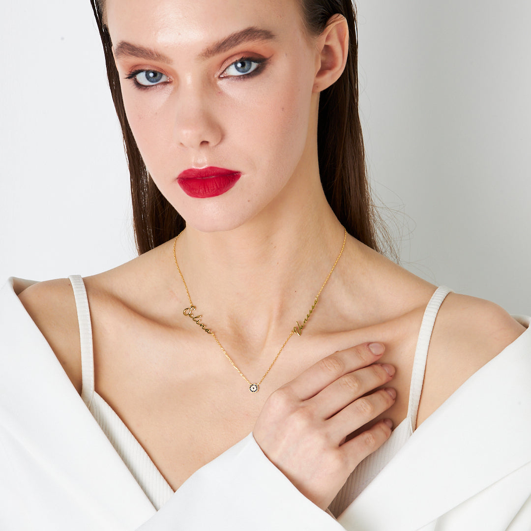 İki İsimli Nazar Kolye - 925 GÜMÜŞ