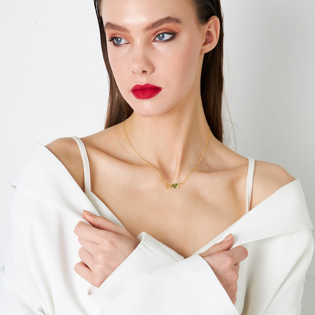 El Yazısı Kalpli Harf Kolye - 925 GÜMÜŞ