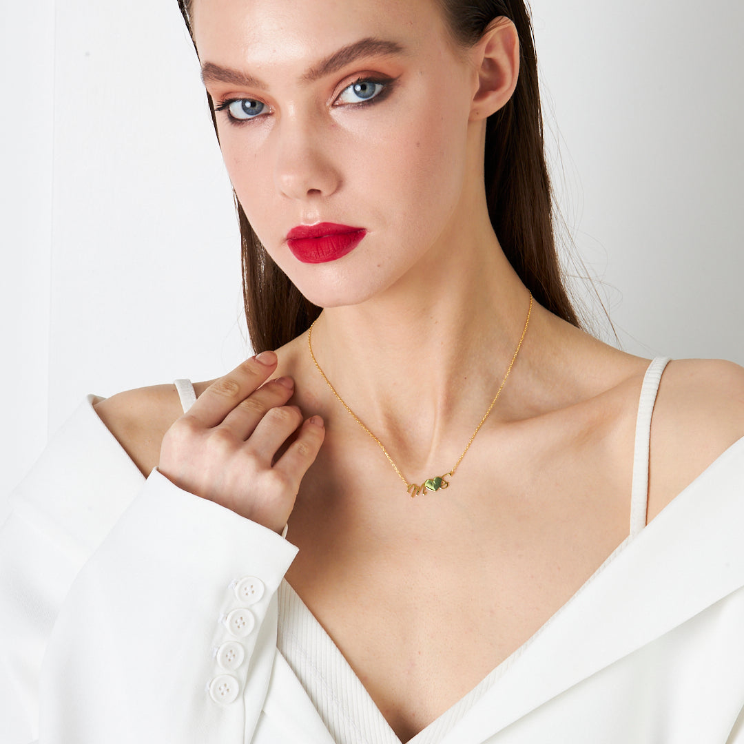 El Yazısı Kalpli Harf Kolye - 925 GÜMÜŞ