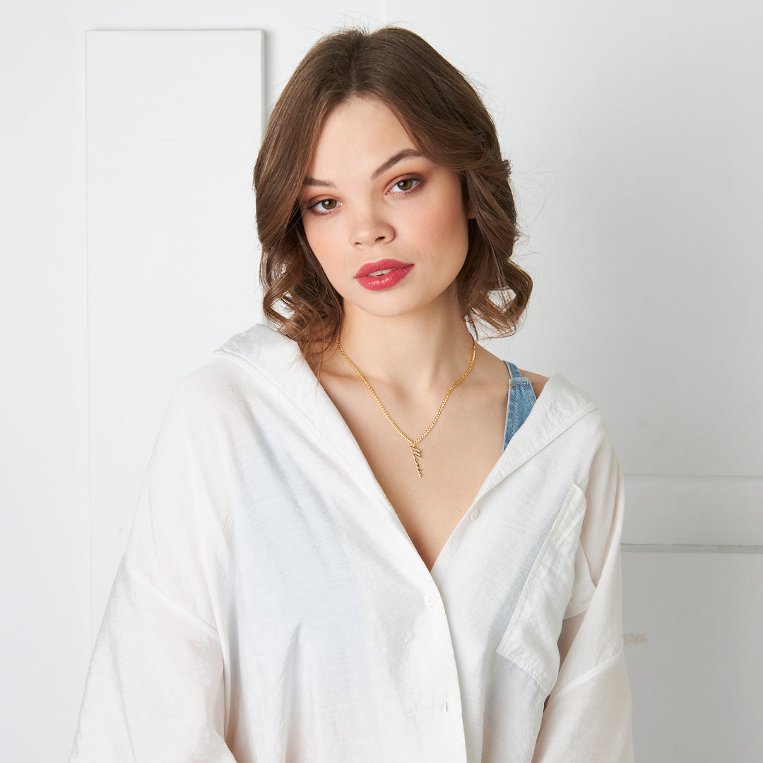 Dikey İmza Kolye - 925 GÜMÜŞ