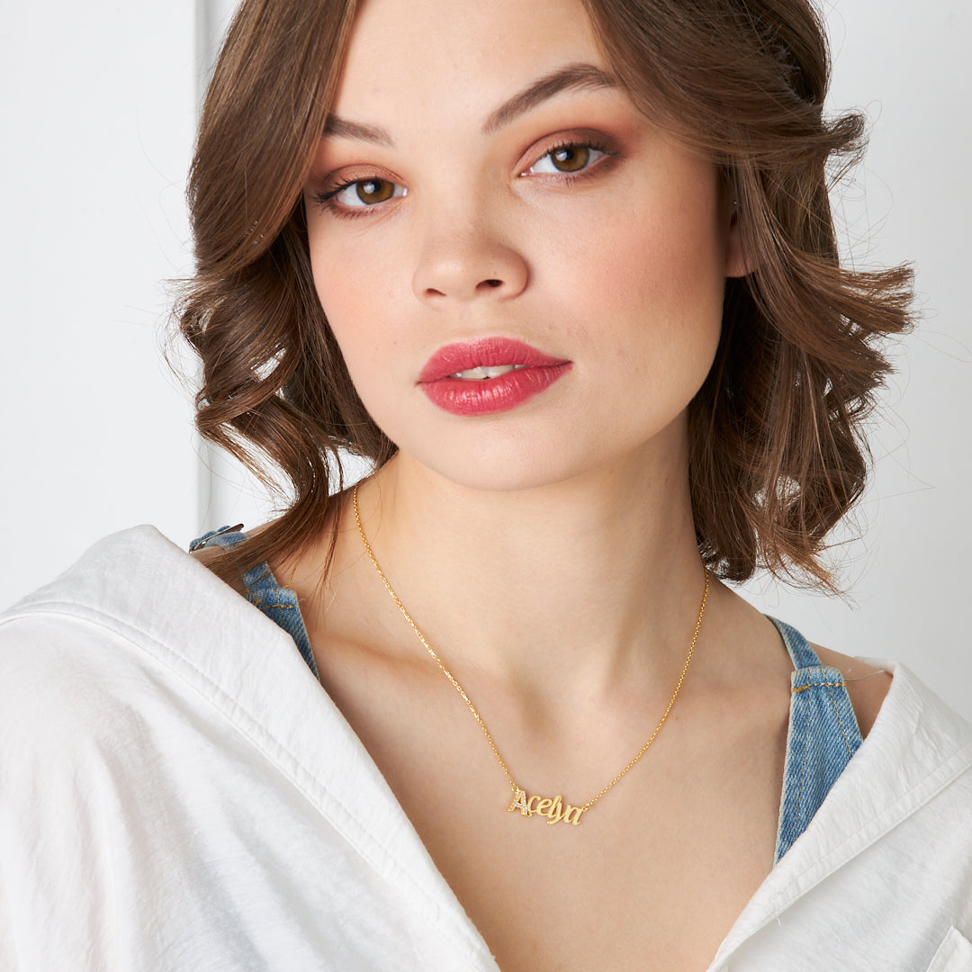 Baş Harfi Taşlı İsim Kolye - 925 GÜMÜŞ