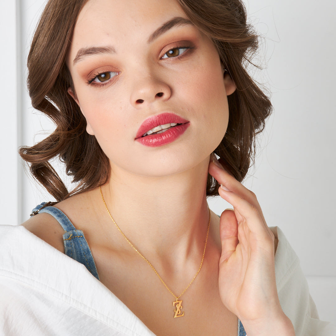 Birleşik Baş Harfler Kolye - 925 GÜMÜŞ