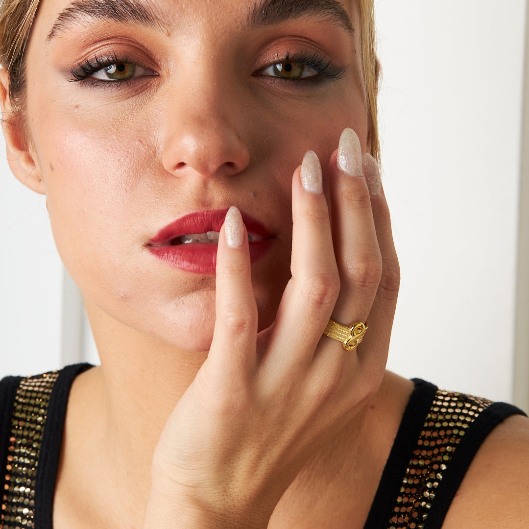 Sonsuzluk Detaylı Hasır Yüzük - 925 GÜMÜŞ