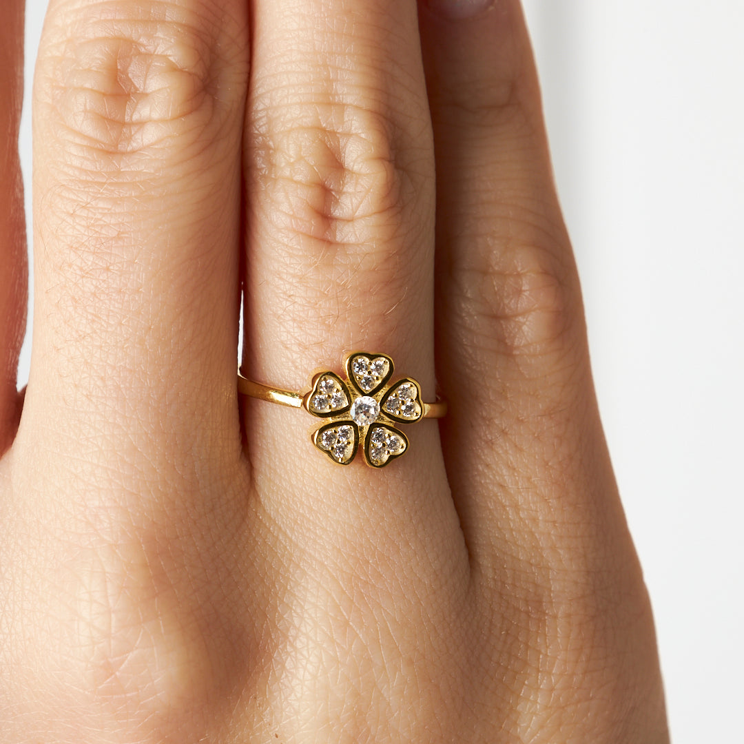 Yonca Taşlı Yüzük - 925 GÜMÜŞ