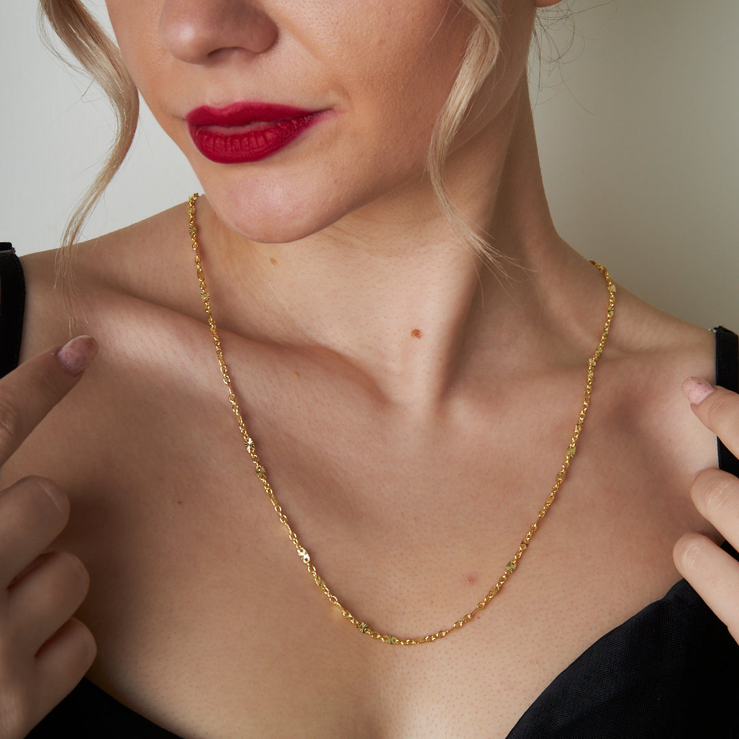 Vintage Desenli Düz Kolye - 925 GÜMÜŞ