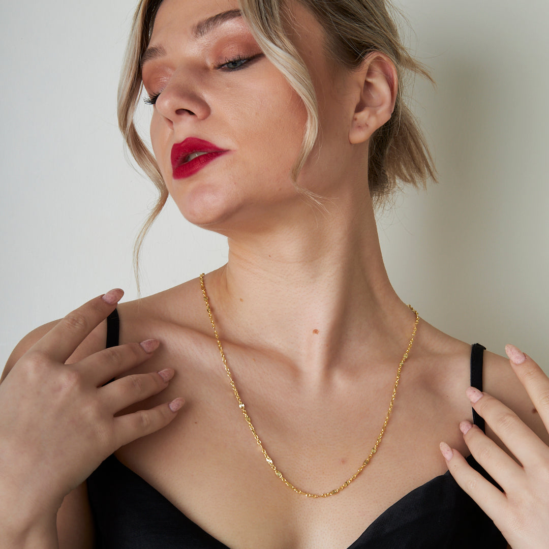 Vintage Desenli Düz Kolye - 925 GÜMÜŞ