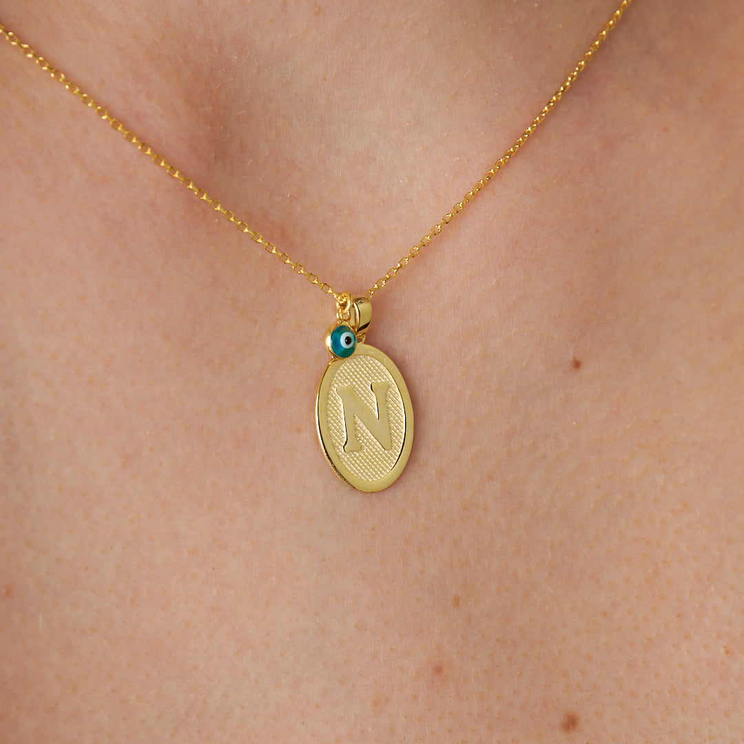 Oval Vintage Harf Kolye - 925 GÜMÜŞ