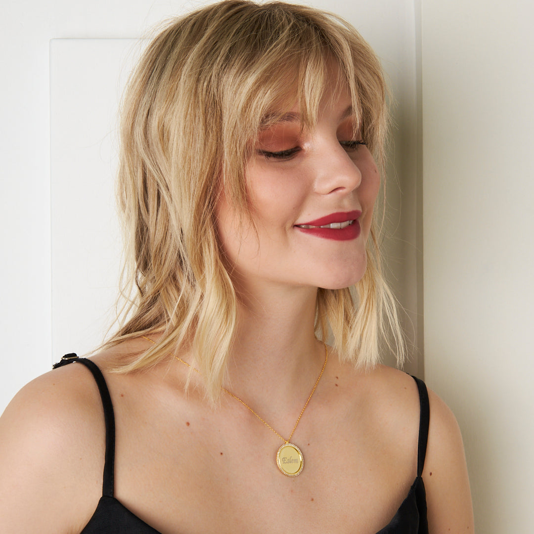 Tek Sıra Taşlı Plaka İsim Kolye - 925 GÜMÜŞ