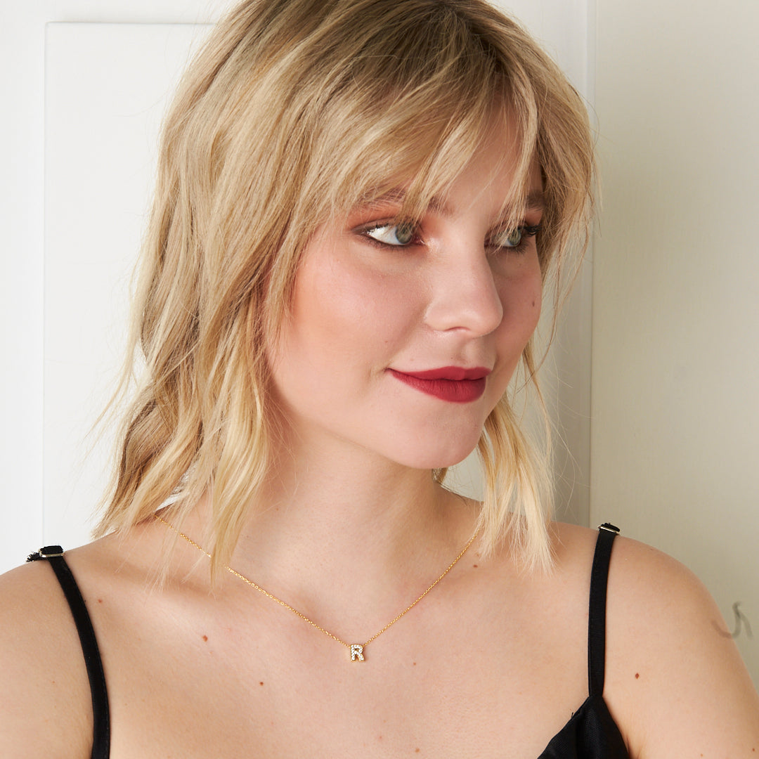 Harfli Minimal Harfli Taşlı Kolye - 925 GÜMÜŞ