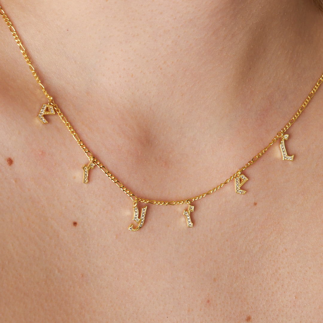 Chocker Zirkon Taşlı İsim Kolye - 925 GÜMÜŞ