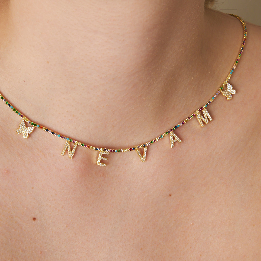 Kelebek İsimli Renkli Su Yolları Kolye - 925 GÜMÜŞ