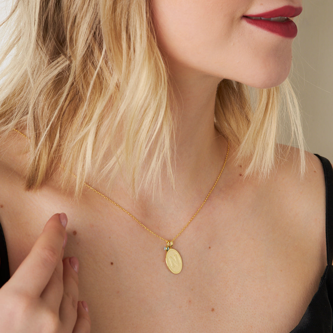 Oval Vintage Harf Kolye - 925 GÜMÜŞ