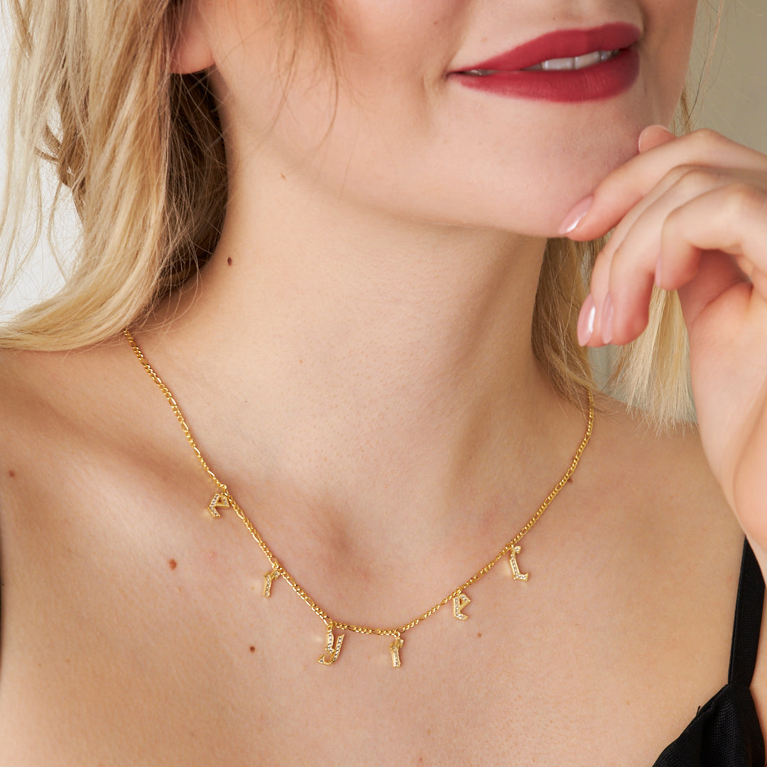 Chocker Zirkon Taşlı İsim Kolye - 925 GÜMÜŞ