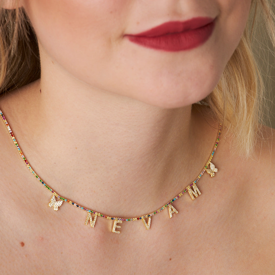 Kelebek İsimli Renkli Su Yolları Kolye - 925 GÜMÜŞ