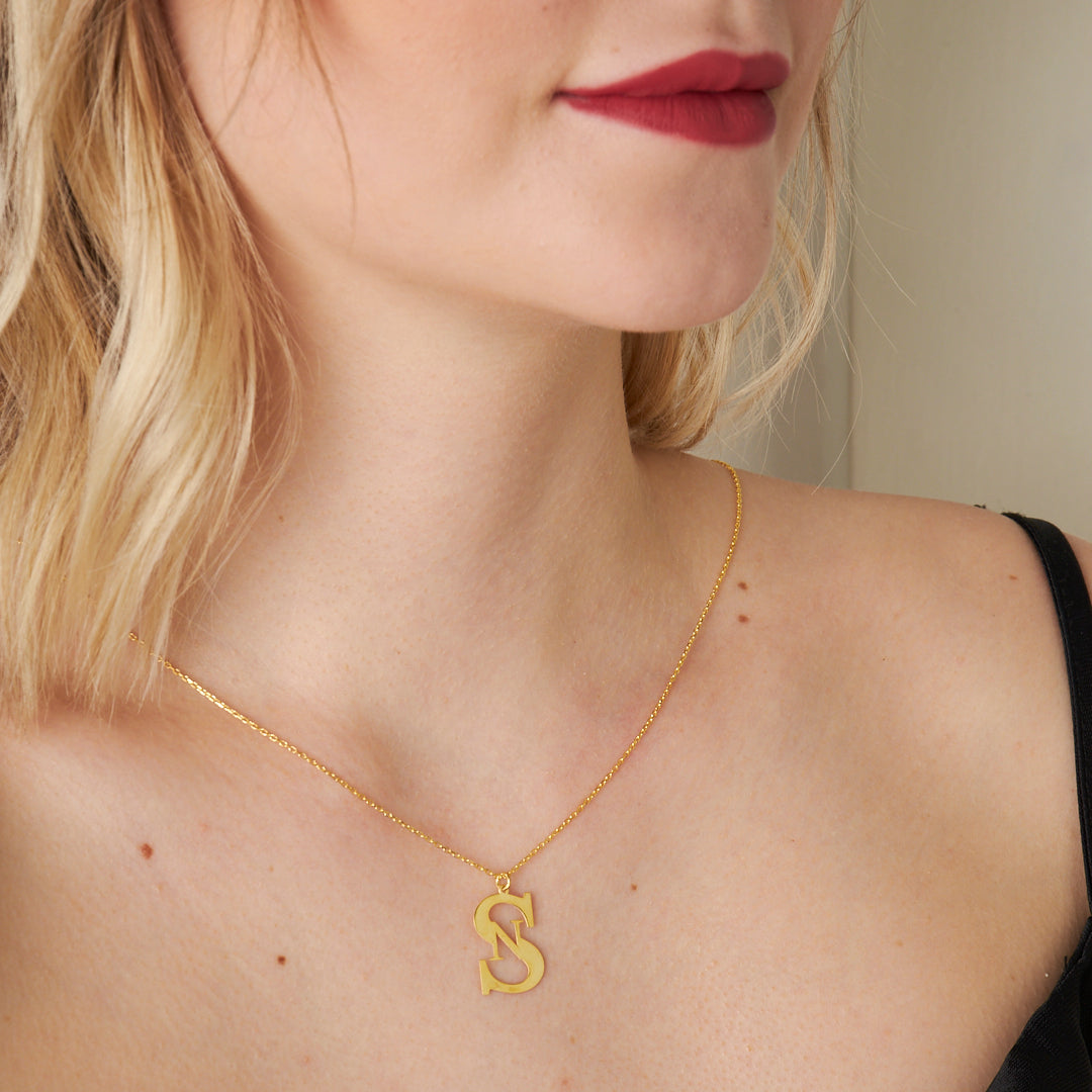 Çift Harfli Kolye Modeli 2 - 925 GÜMÜŞ