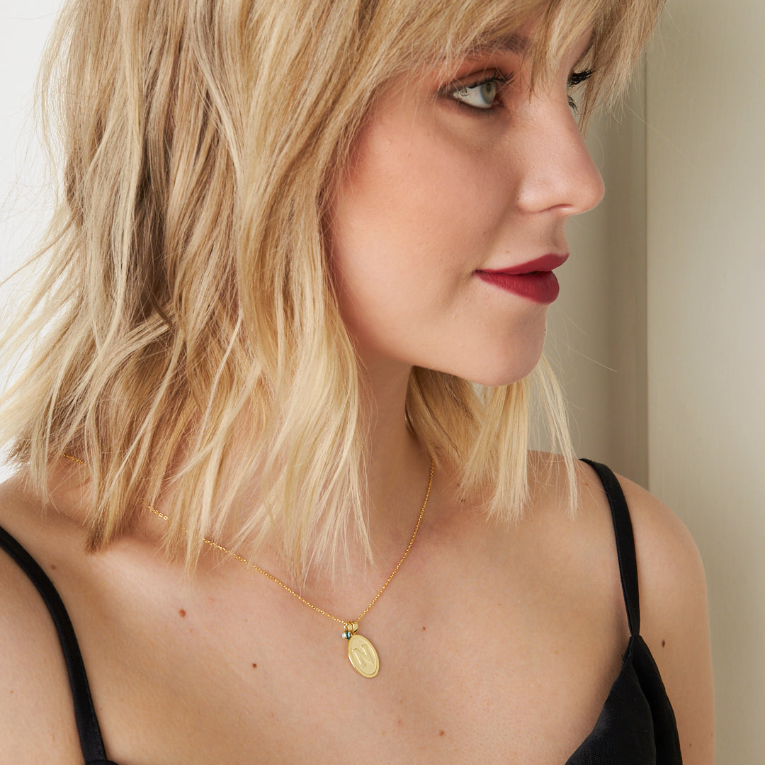 Oval Vintage Harf Kolye - 925 GÜMÜŞ