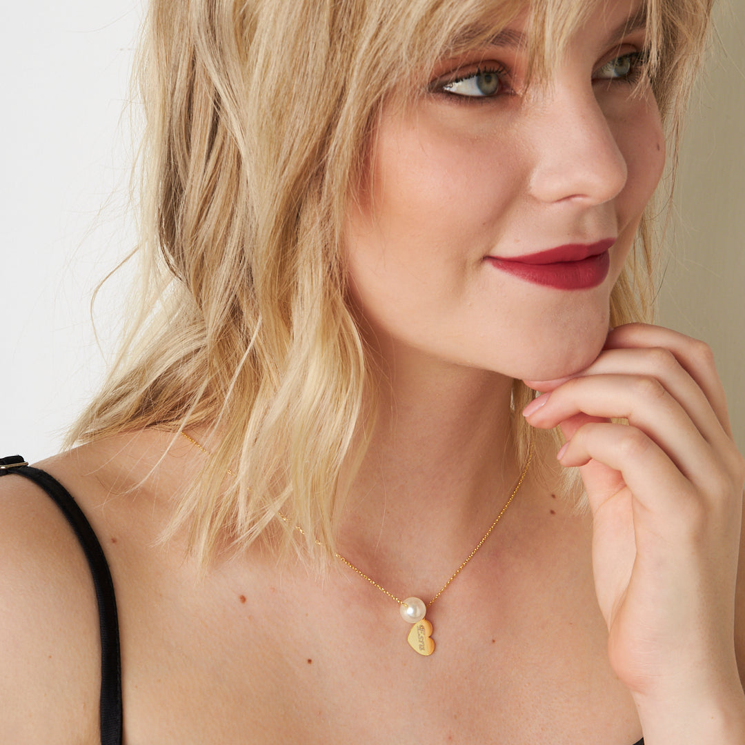 İncili Kalpli İsim Kolye - 925 GÜMÜŞ