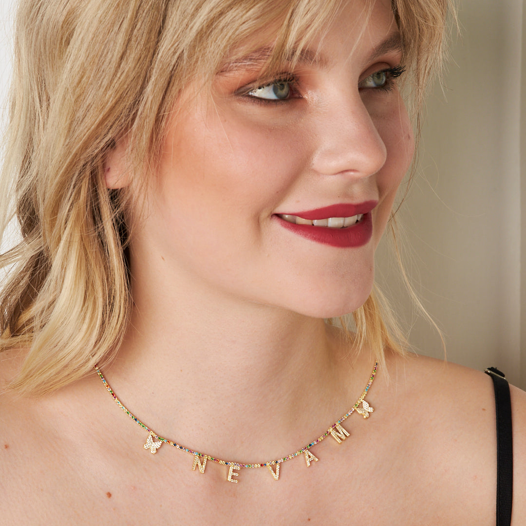 Kelebek İsimli Renkli Su Yolları Kolye - 925 GÜMÜŞ