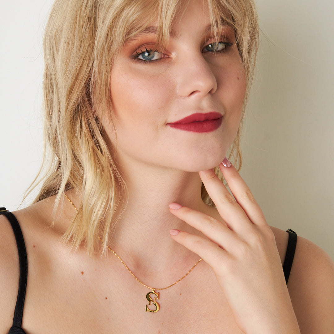 Çift Harfli Kolye Modeli 2 - 925 GÜMÜŞ