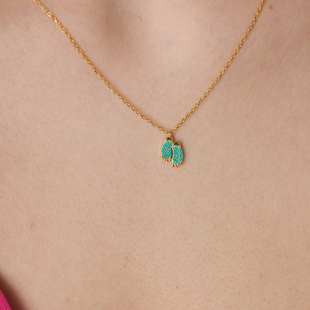 Taşlı Bebek Ayak Kolyesi - 925 GÜMÜŞ