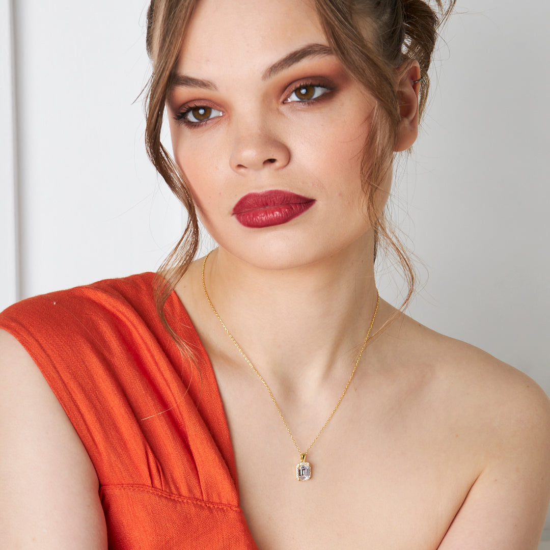 Baget Taşlı Trend Kolye - 925 GÜMÜŞ