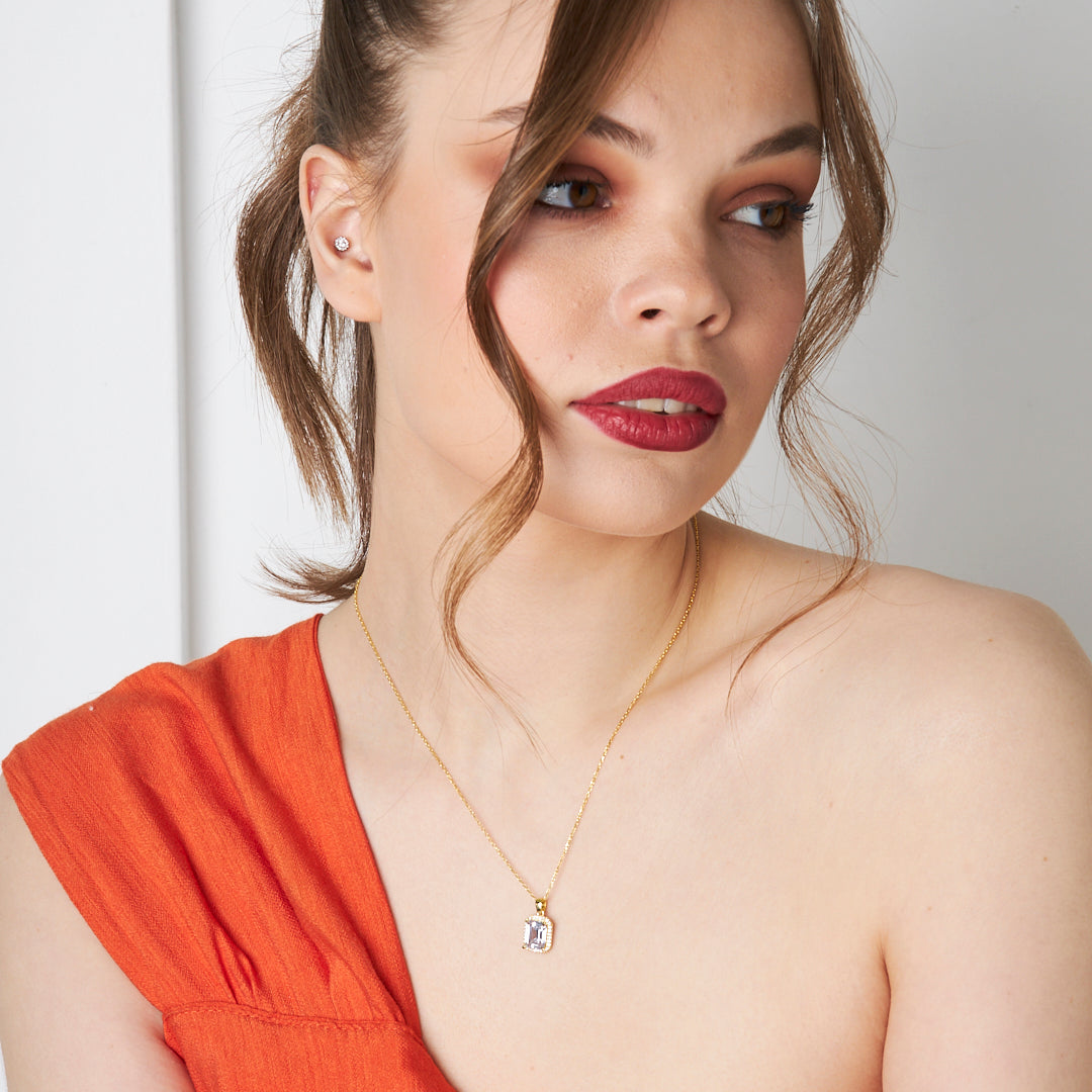 Baget Taşlı Trend Kolye - 925 GÜMÜŞ