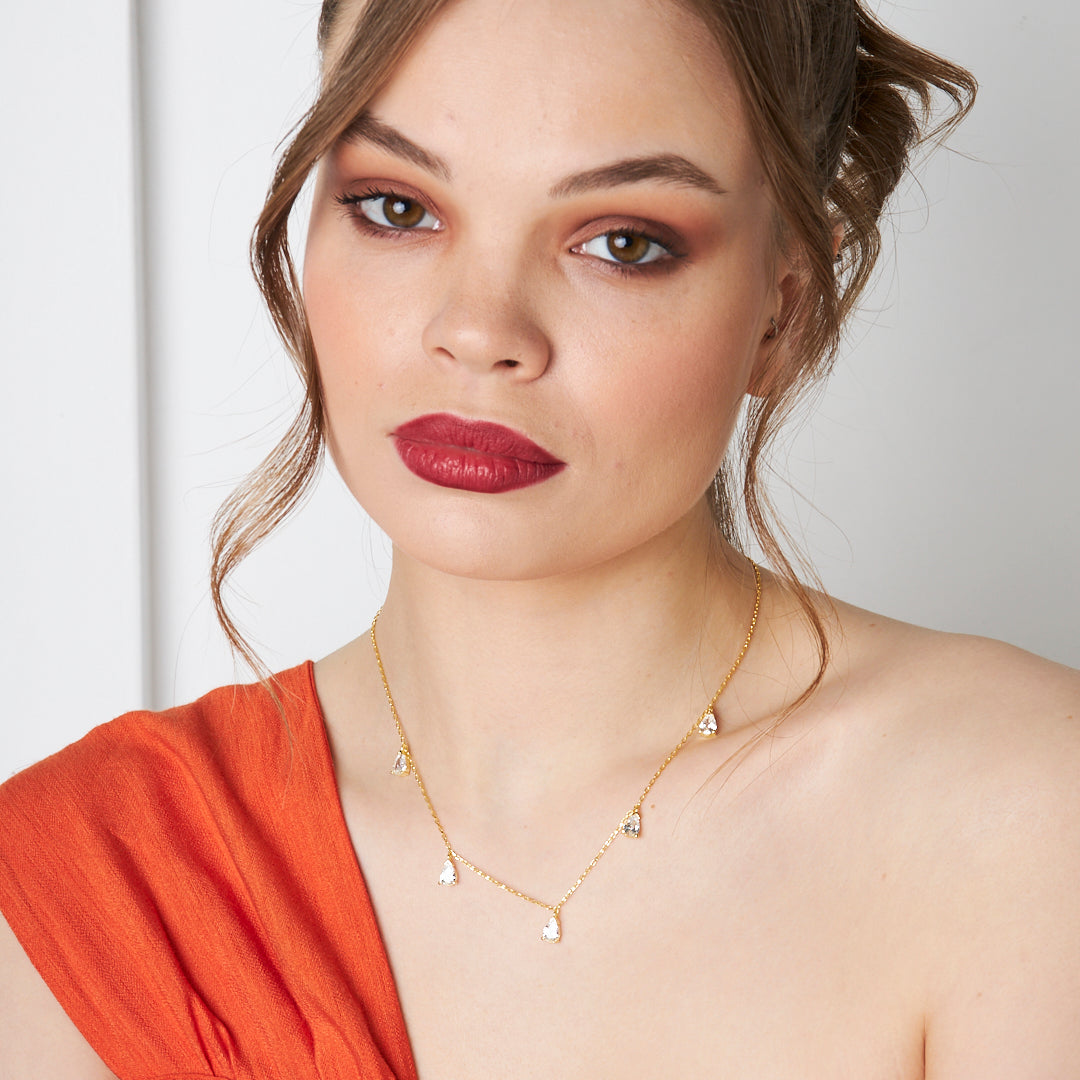 Sıralı Su Damlası Kolye - 925 GÜMÜŞ