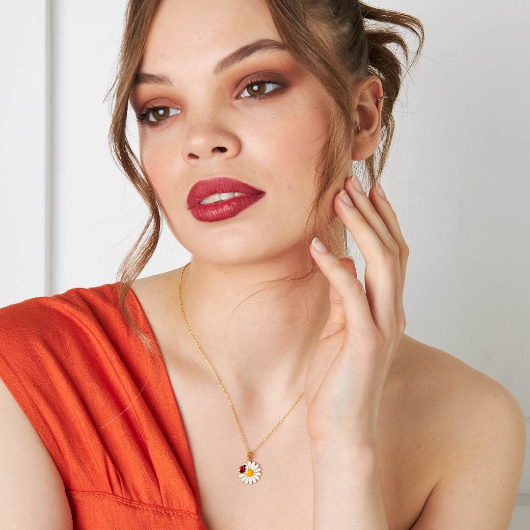 Uğur Böceği Papatya Kolye - 925 GÜMÜŞ