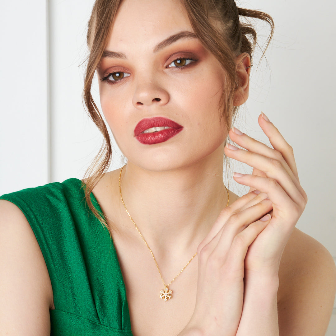 Işıltılı Kar Tanesi Kolye - 925 GÜMÜŞ