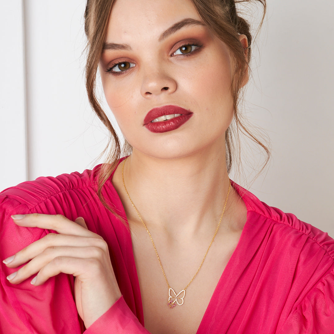 Çift Kelebek Kolye - 925 GÜMÜŞ