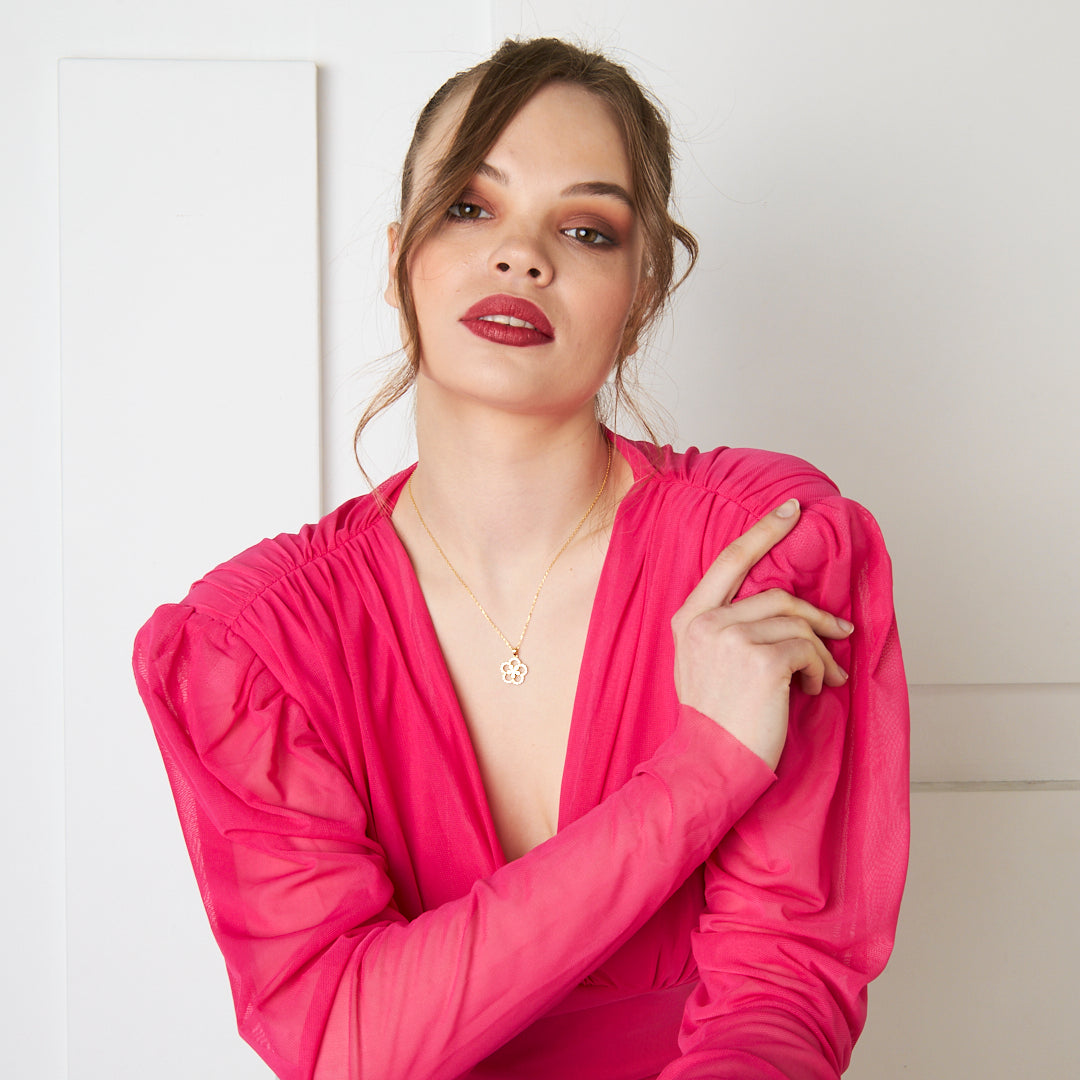 Çiçek Görünümlü Kolye - 925 GÜMÜŞ