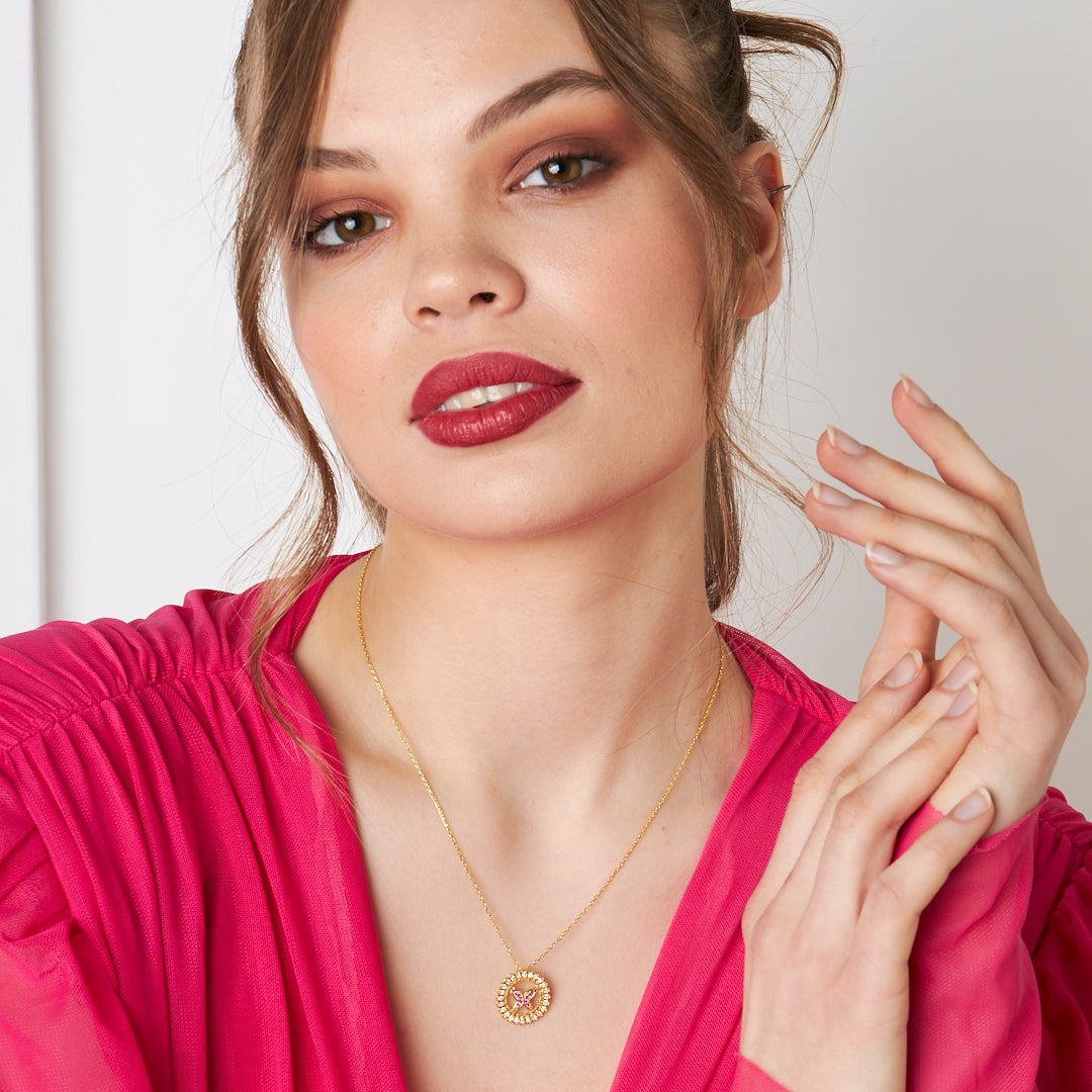 Daire Kelebek Kolye - 925 GÜMÜŞ