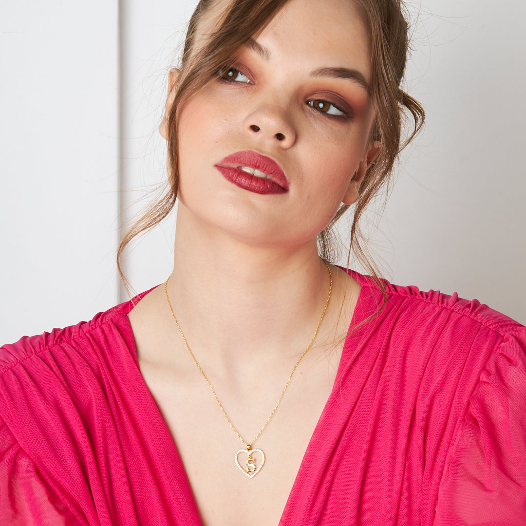 Harfli Kalp Kolye - 925 GÜMÜŞ