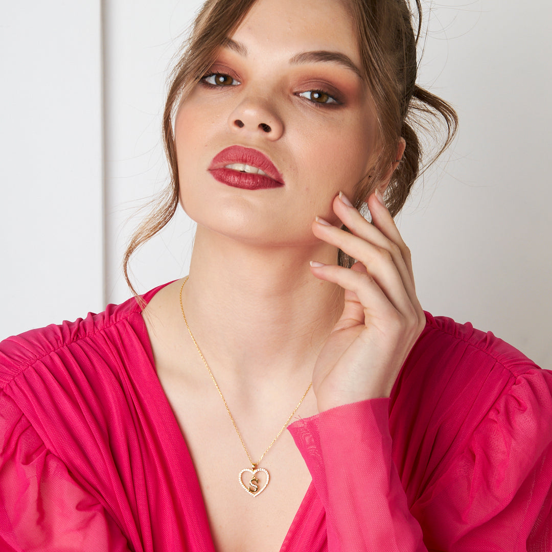 Harfli Kalp Kolye - 925 GÜMÜŞ