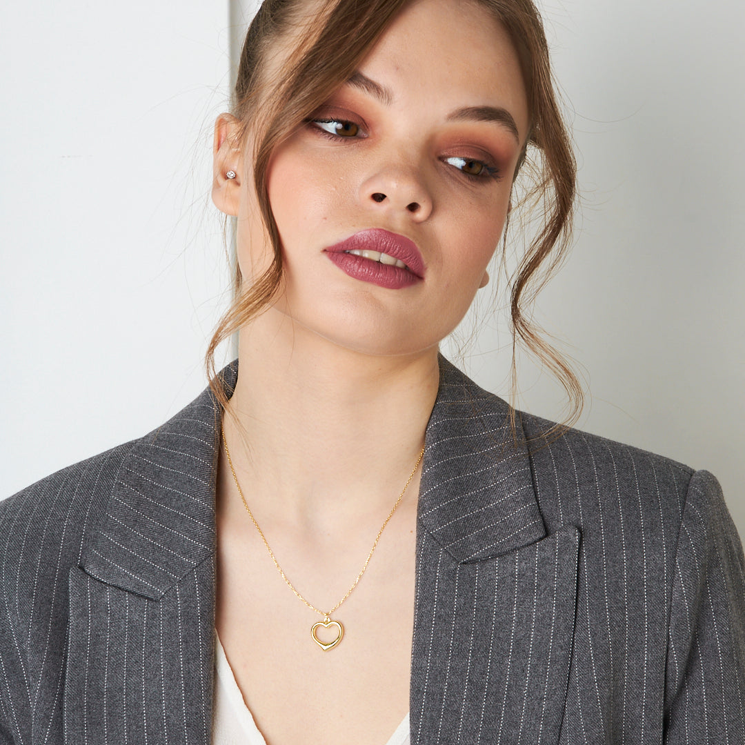 İçi Boş Kalp Kolye - 925 GÜMÜŞ