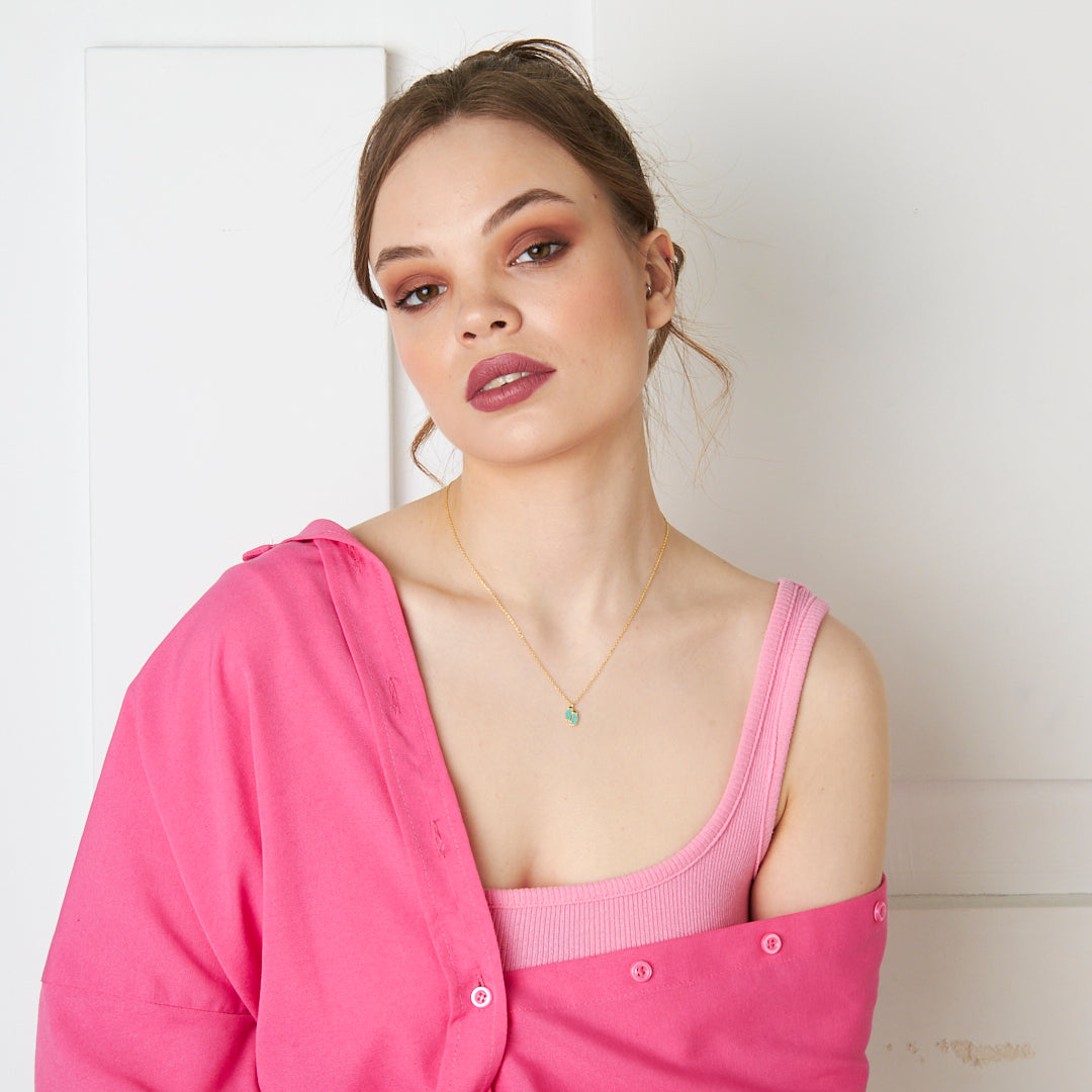 Taşlı Bebek Ayak Kolyesi - 925 GÜMÜŞ