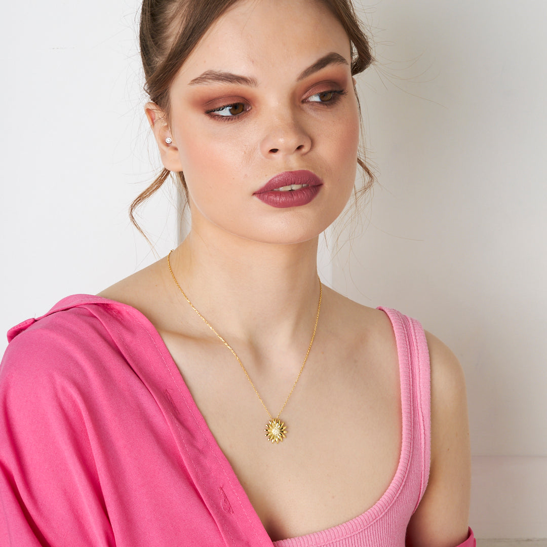 Ayçiçeği Kolye - 925 GÜMÜŞ