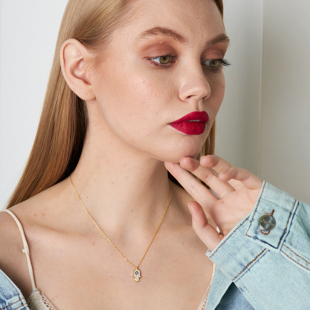 Fatma Ana Eli Zinciri Kolye - 925 GÜMÜŞ