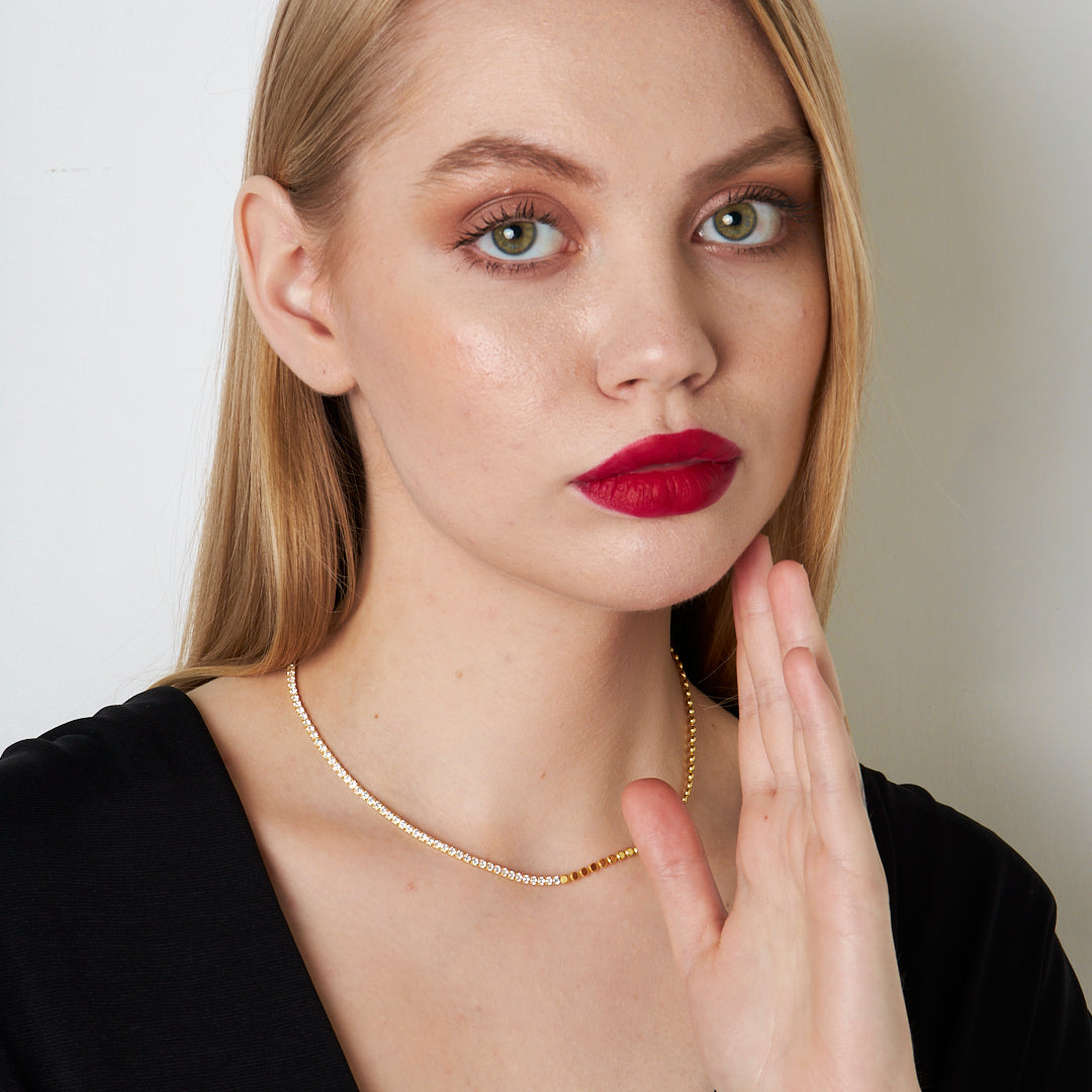 Taçlı Su Yolu Zincir Kolye - 925 GÜMÜŞ