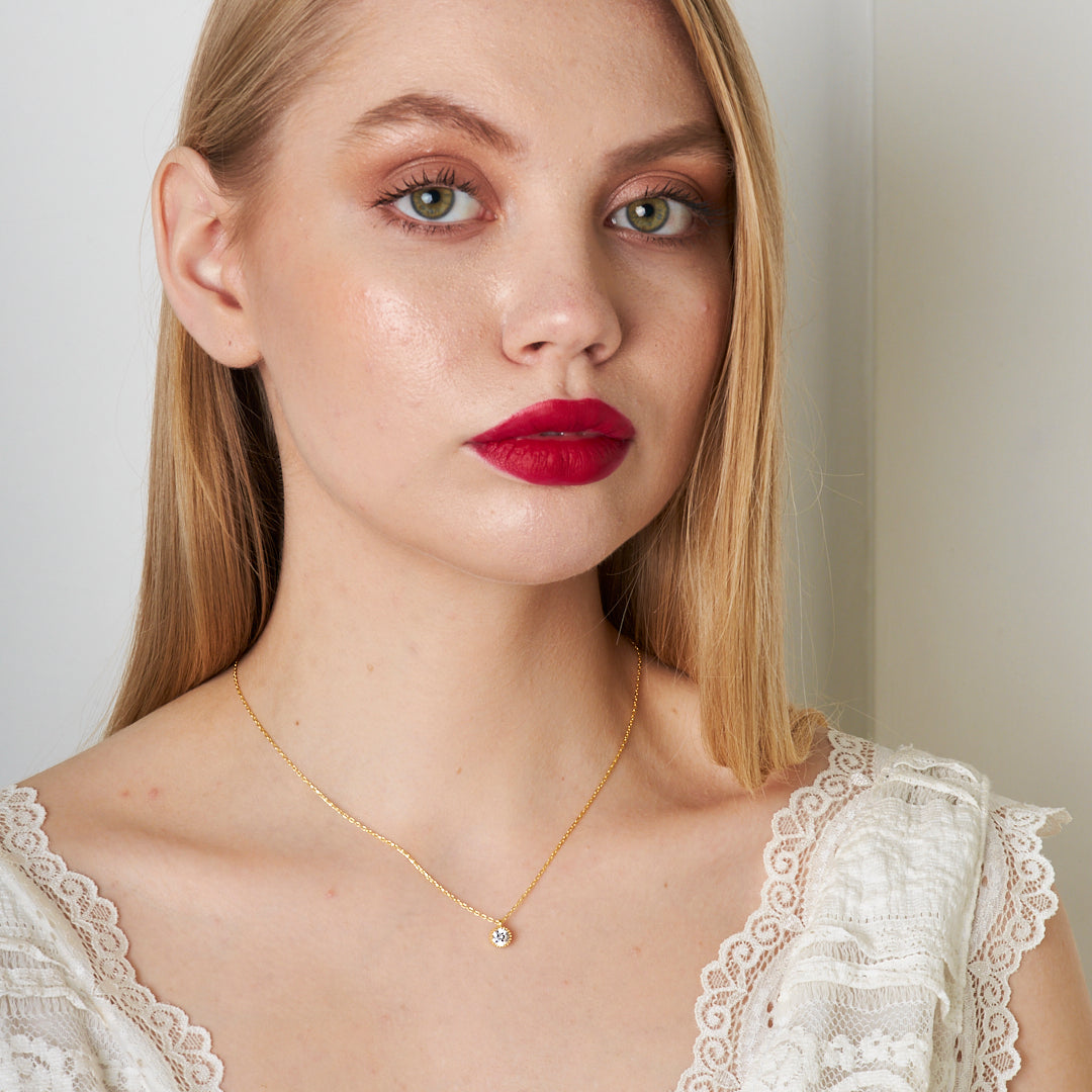 Tek Taş Modern Kolye - 925 GÜMÜŞ