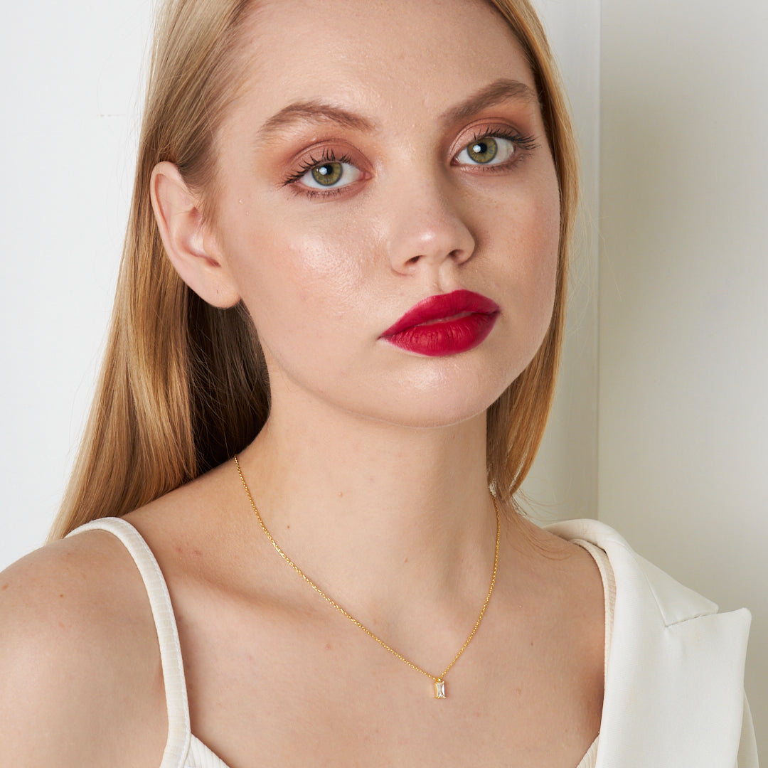 Pırlanta Tutku Baget Kolye - 925 GÜMÜŞ