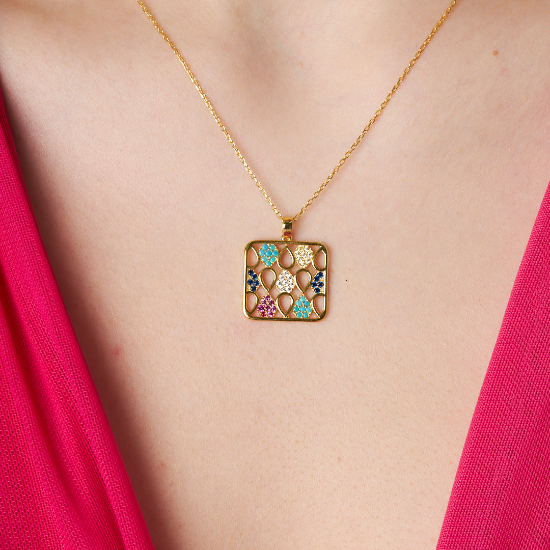 Renkli Gözyaşı Kolyesi - 925 GÜMÜŞ