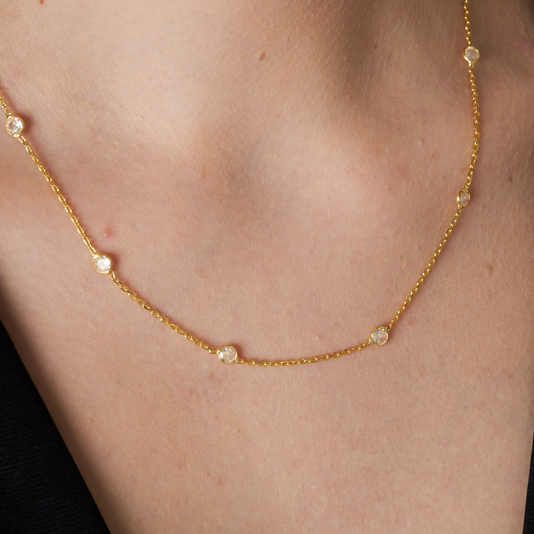 Beyaz Taşlı Kolye - 925 GÜMÜŞ