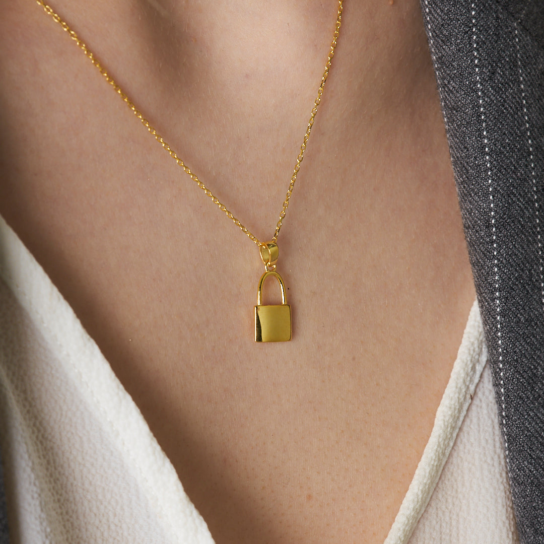 Küçük Kilit Kolye - 925 GÜMÜŞ