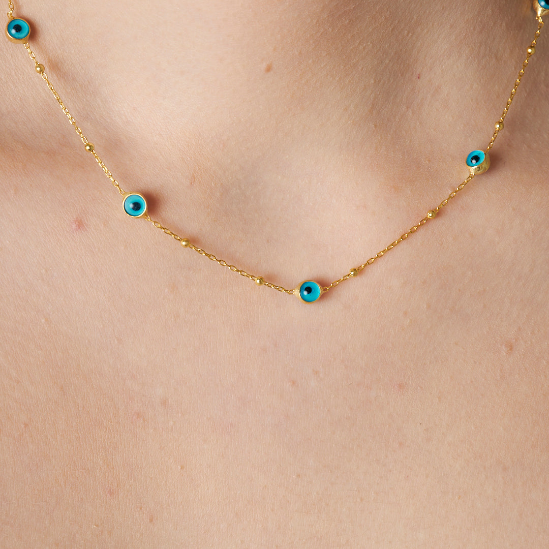 Çoklu Nazar Kolyesi - 925 GÜMÜŞ