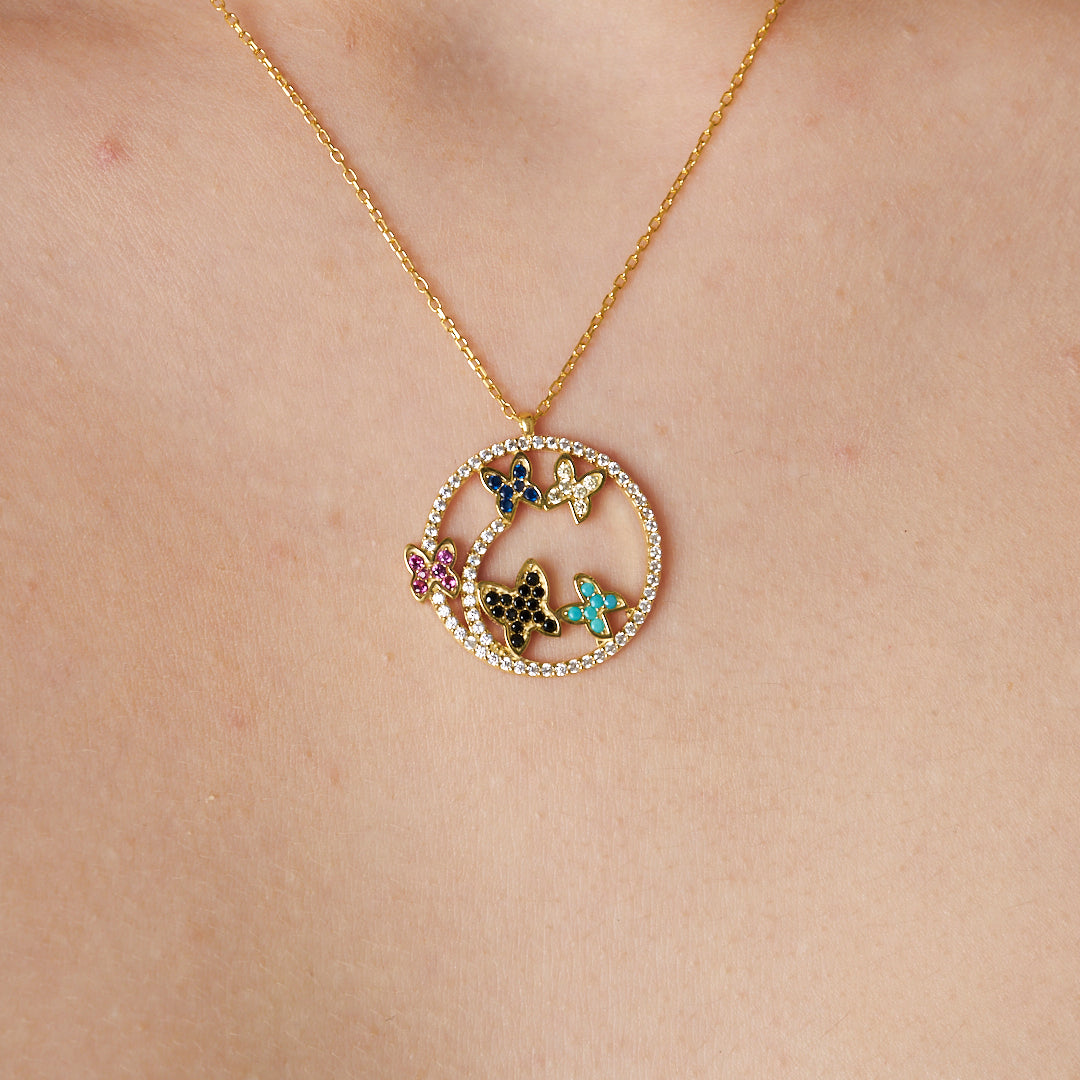 Kelebek Topluluğu Kolye - 925 GÜMÜŞ